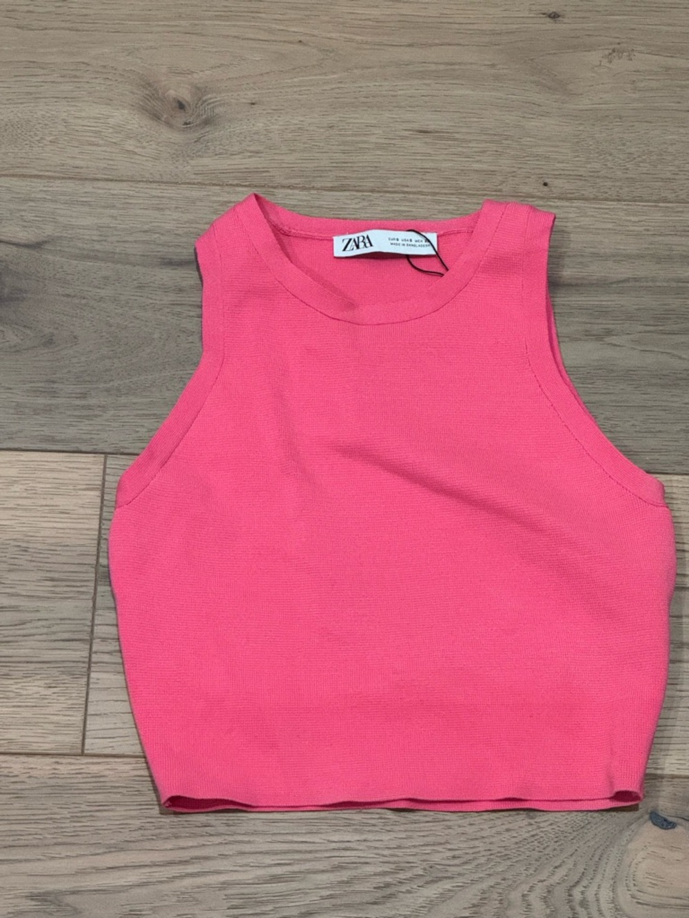 Zara Vibrant Pink Crew Neck Top